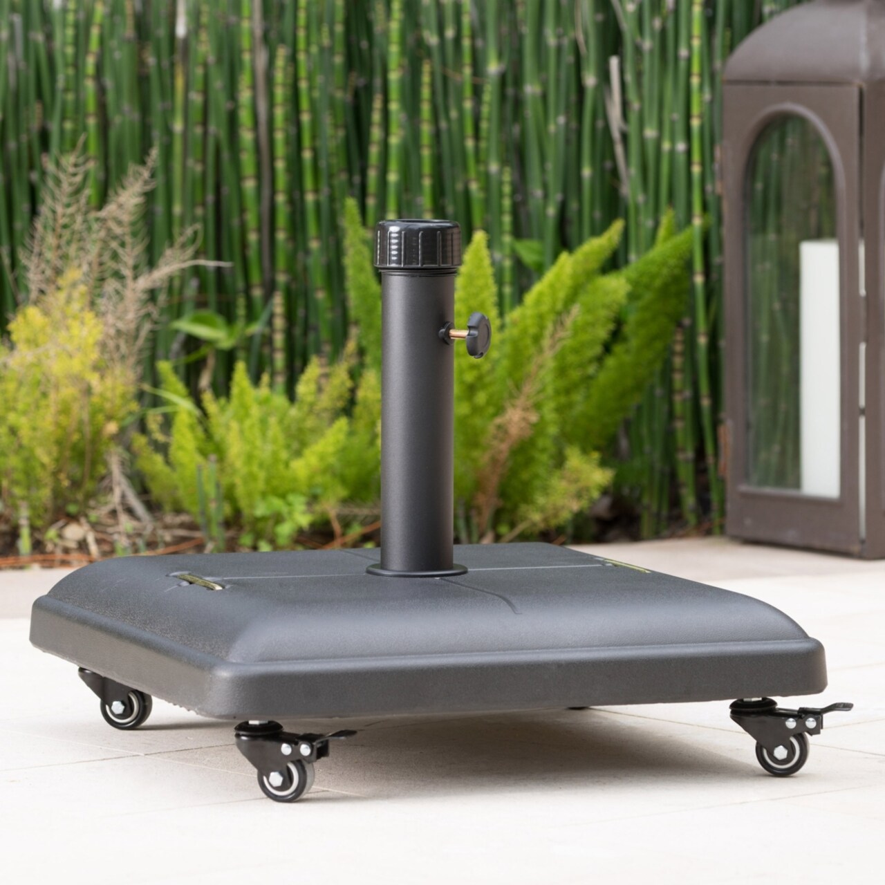 GDFStudio Hercules 80lbs Black Steel Square Umbrella Base with Wheels